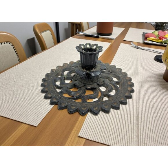 vintage cast iron handcrafted spoke/gear candle stick holder - Picture 2 of 11